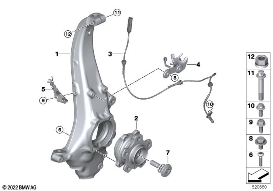 Diagram Swivel/wheel bearing, front, AWD for your BMW