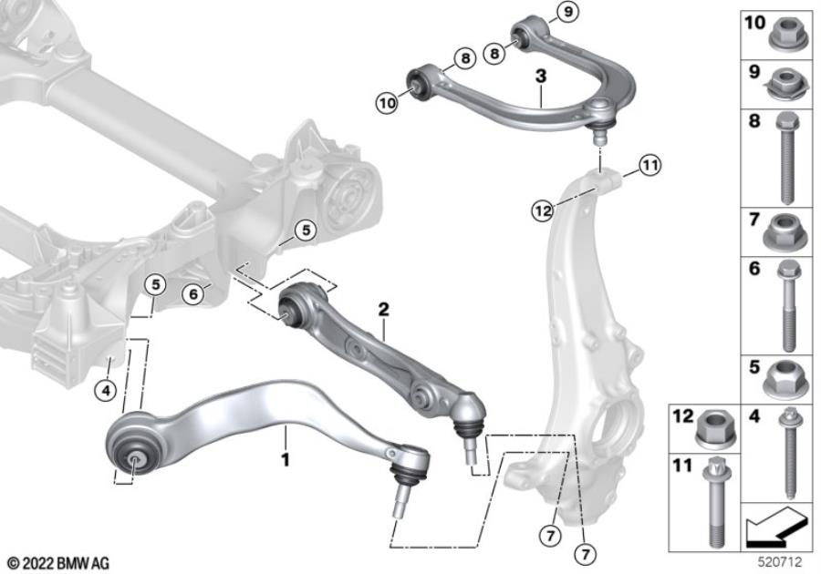 Diagram Frnt axle support,wishbone/tension strut for your 2014 BMW M6   