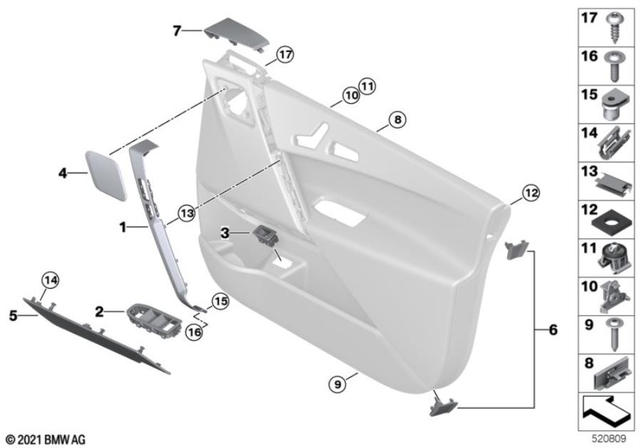 Diagram Surface-mounted parts, door panel, front for your 2015 BMW M6   