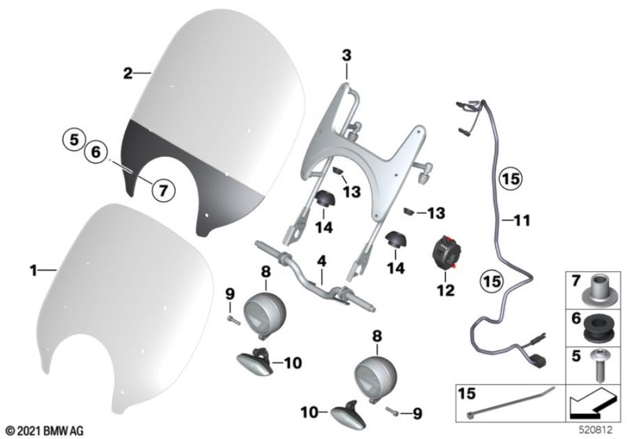 Diagram Retrofit windshield for your BMW R18  