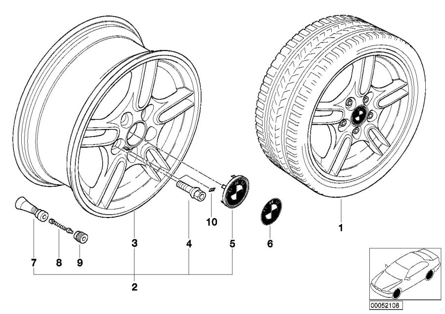 Le diagramme Jante M à rayons parallèles (Styl. 66) pour votre BMW 530i  