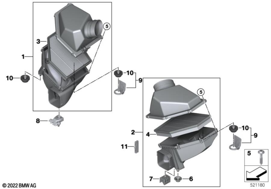 Diagram Intake silencer / Filter cartridge Intake silencer / Filter cartridge for your 1988 BMW M6   