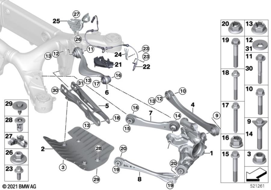 Diagram Rear axle support/wheel suspension for your 2020 BMW X3   