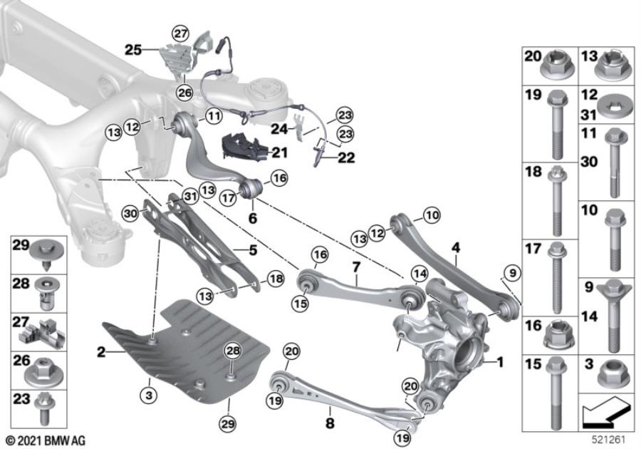 Diagram Rear axle support/wheel suspension for your BMW X2  