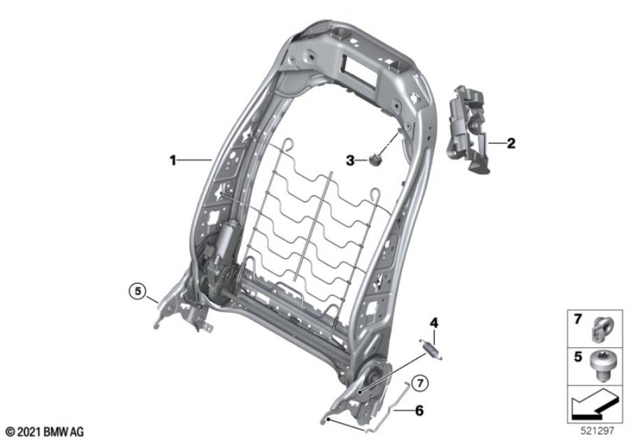 Diagram Seat, front, backrest frame for your 2012 BMW M6   