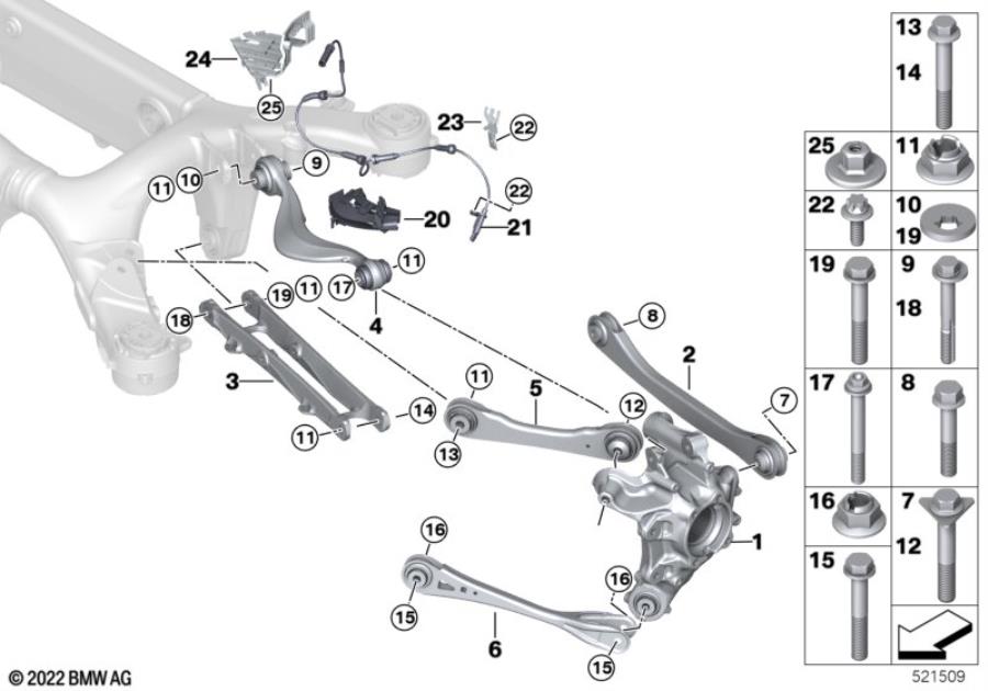 Diagram Rear axle support/wheel suspension for your 2014 BMW M6   