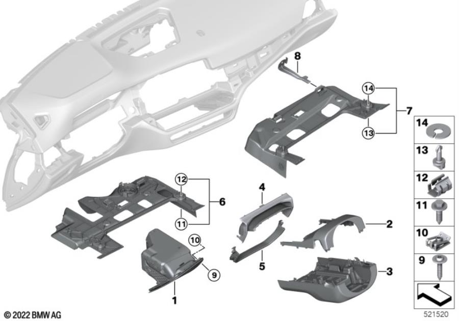 Diagram Mounting parts, I-panel, bottom for your 1988 BMW M6   