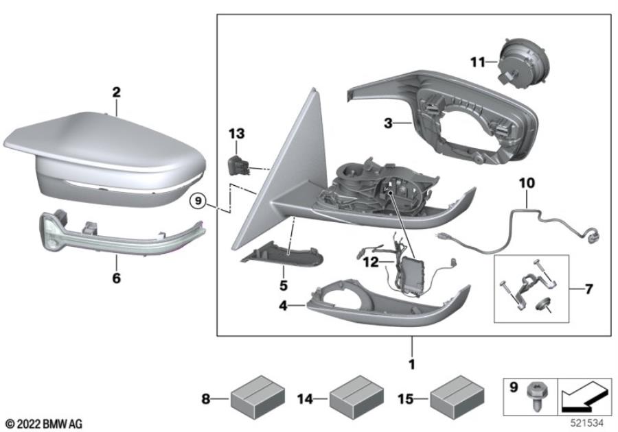 Diagram Outside mirror for your 2023 BMW X3  30eX 