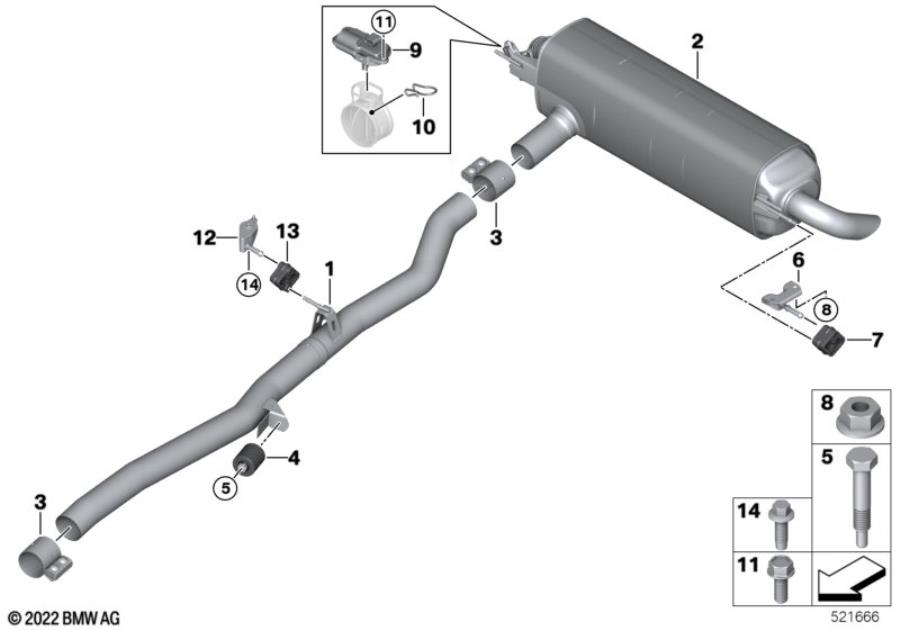 Diagram Exhaust system, rear for your 2007 BMW M6   