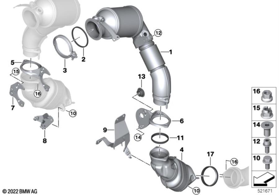 Diagram Engine-side catalytic converter for your 2016 BMW 328d   