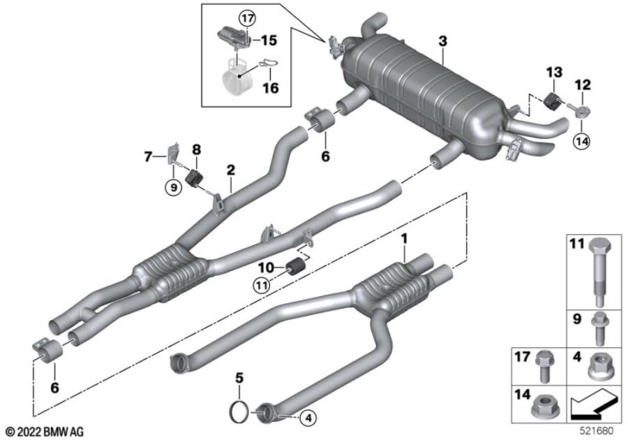 Diagram Exhaust system, rear for your 2016 BMW 328d   