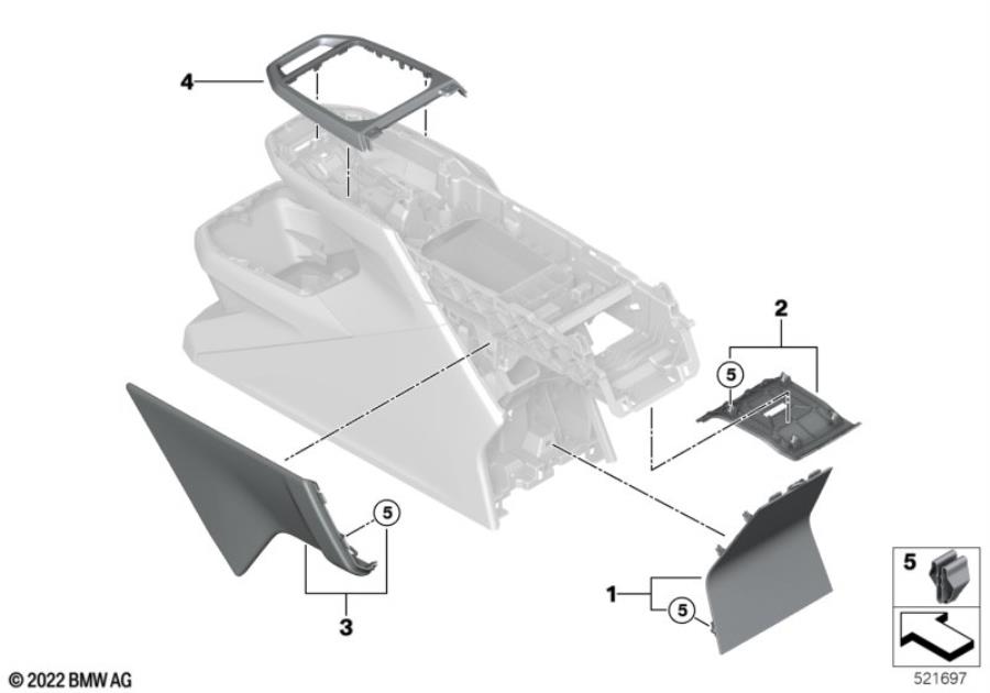 Diagram Mounting parts, center console for your 2012 BMW M6   