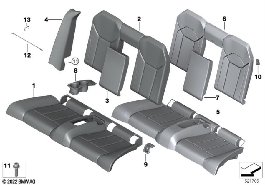 Diagram Seat rear, upholstery & cover base seat for your BMW