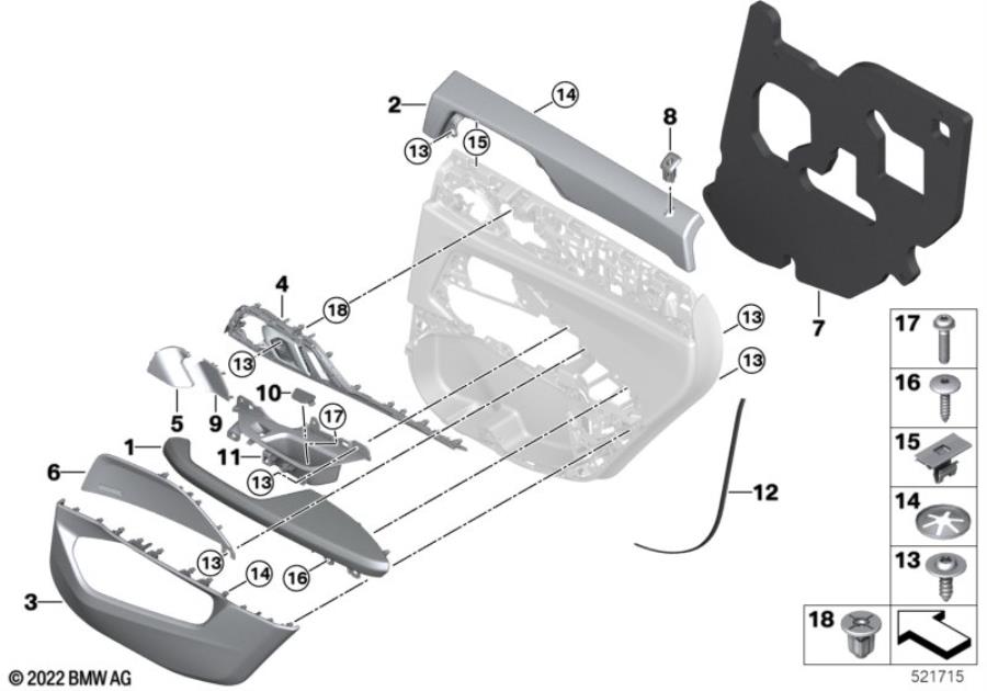 Diagram Mounting parts, door trim, rear for your 2014 BMW M6   