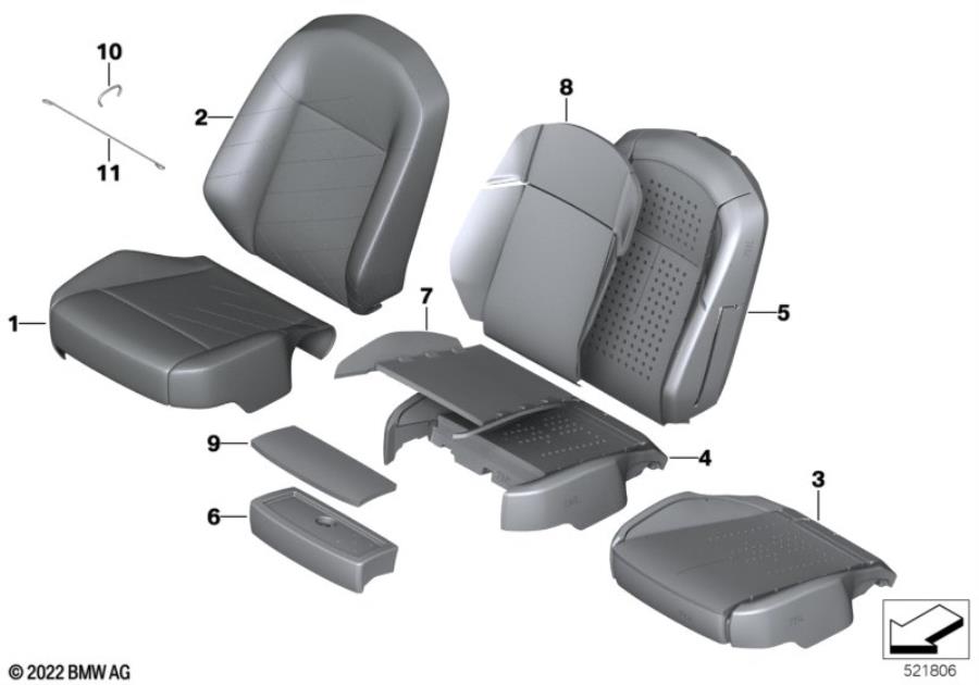 Diagram Seat front, uphlstry/cover, Comfort seat for your 2009 BMW M6   