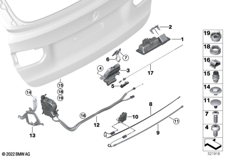 Diagram Trunk lid/closing system for your 2002 BMW 320i   