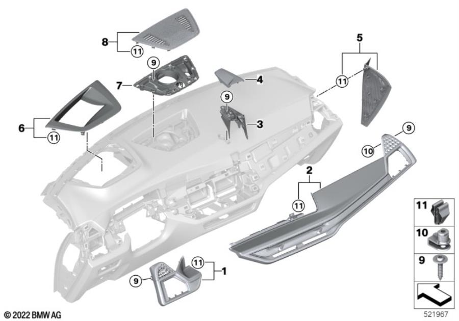 Diagram Mounting parts, I-panel, top for your BMW Alpina XB7  