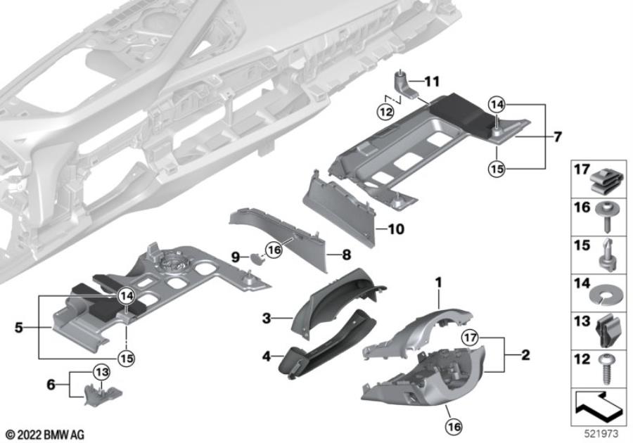 Diagram Mounting parts, I-panel, bottom for your 2016 BMW M6   