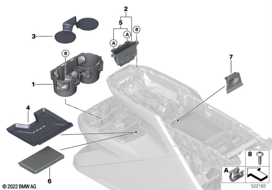 Diagram Storage tray, center console for your BMW