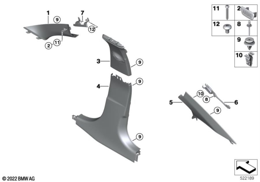 Diagram Trim panel A- / B- / C-Column for your 2018 BMW M6   