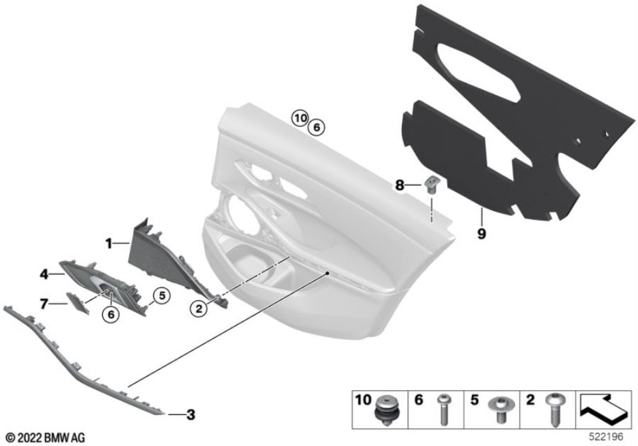 Diagram Mounting parts, door trim, rear for your 2014 BMW M6   