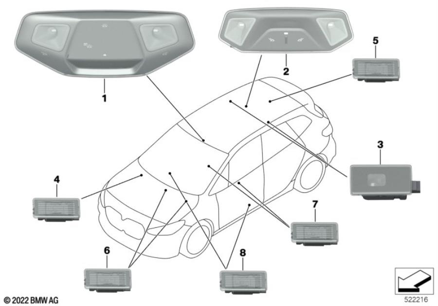 Diagram Interior lights for your BMW