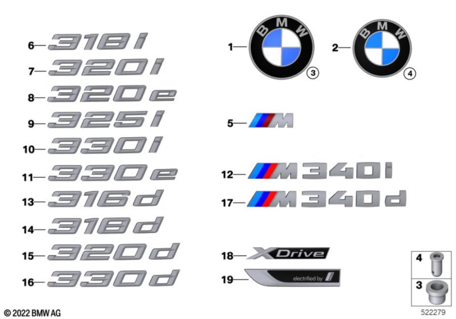 Diagram Emblems / letterings for your 2021 BMW X3   