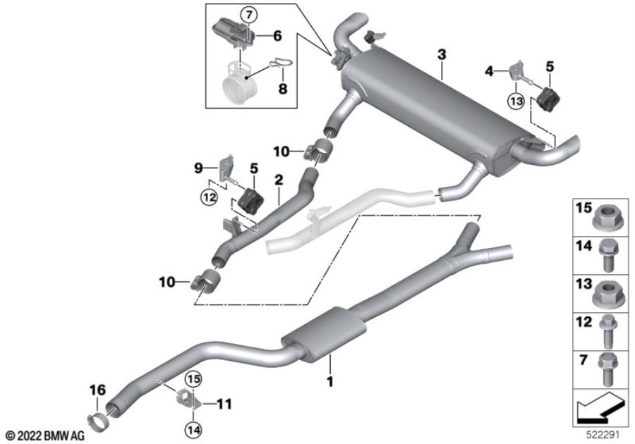 Diagram Exhaust system, rear for your 2024 BMW X5 40i  