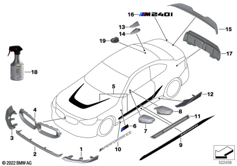 Diagram M Performance aerodynamics acc.parts for your 2017 BMW 540i   