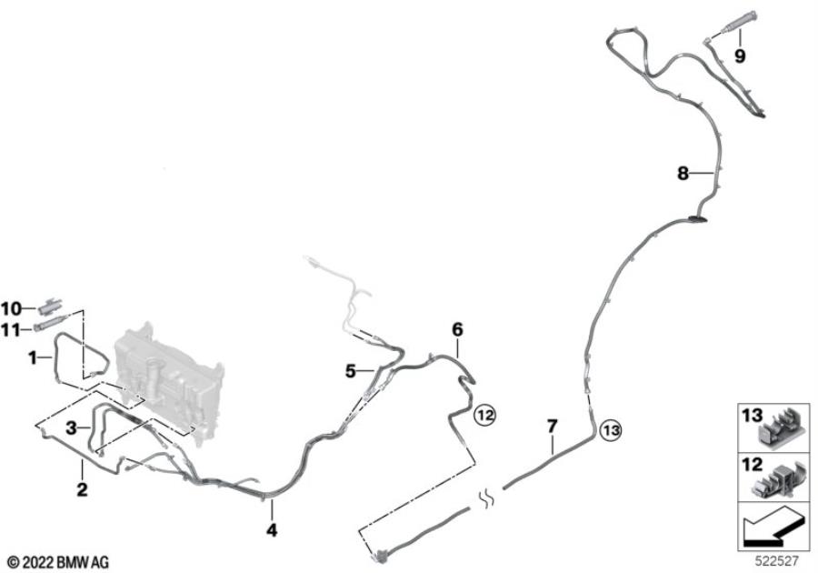 Diagram Single parts for windshield cleaning for your BMW