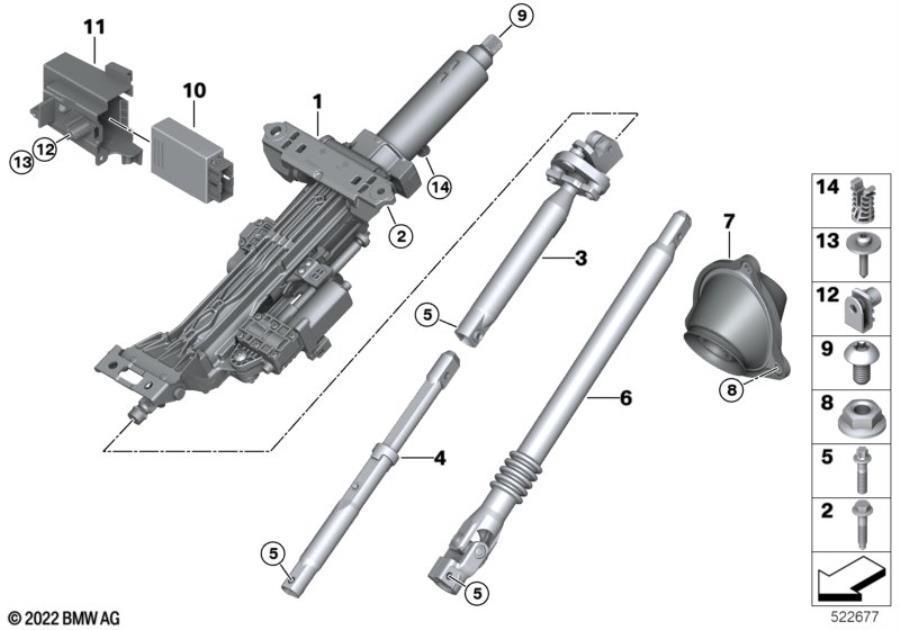 Diagram Electron.steer. column adj./add-on parts for your BMW