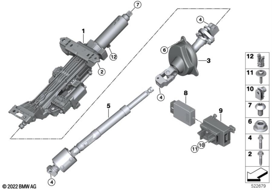 Diagram Electron.steer. column adj./add-on parts for your BMW M6  