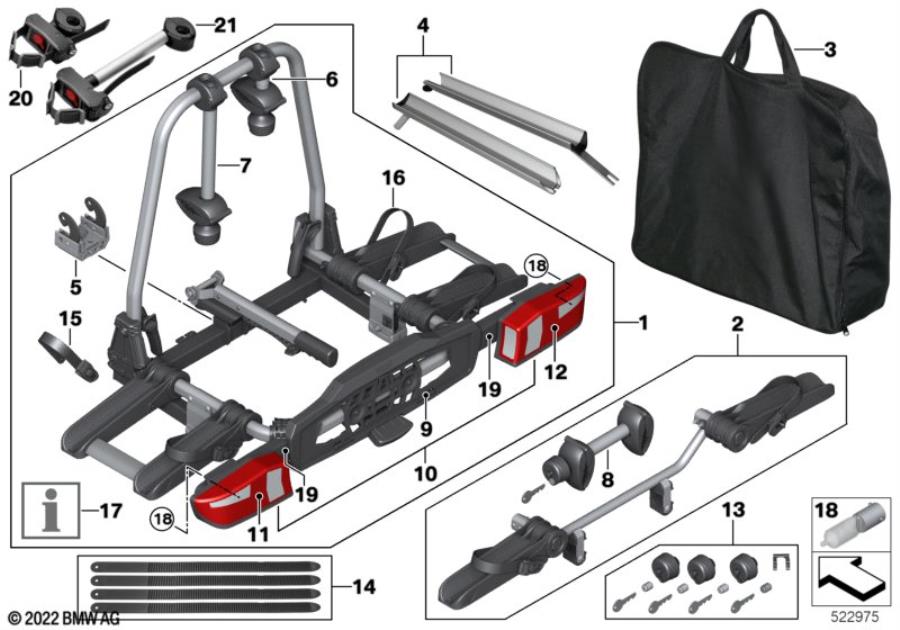 Diagram Rear bicycle carrier "Pro 2.0" for your BMW