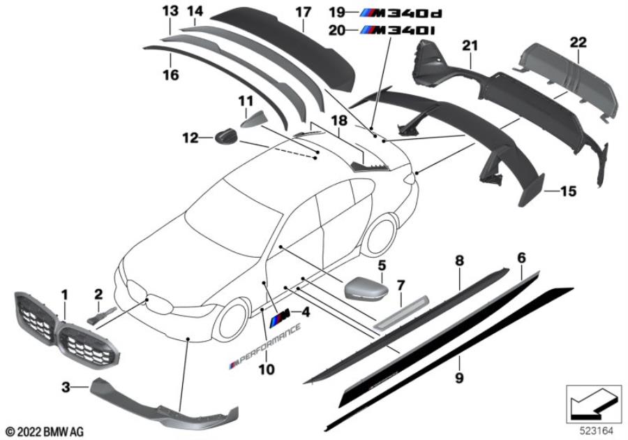 Diagram M Performance aerodynamics acc.parts for your 2023 BMW 330i   