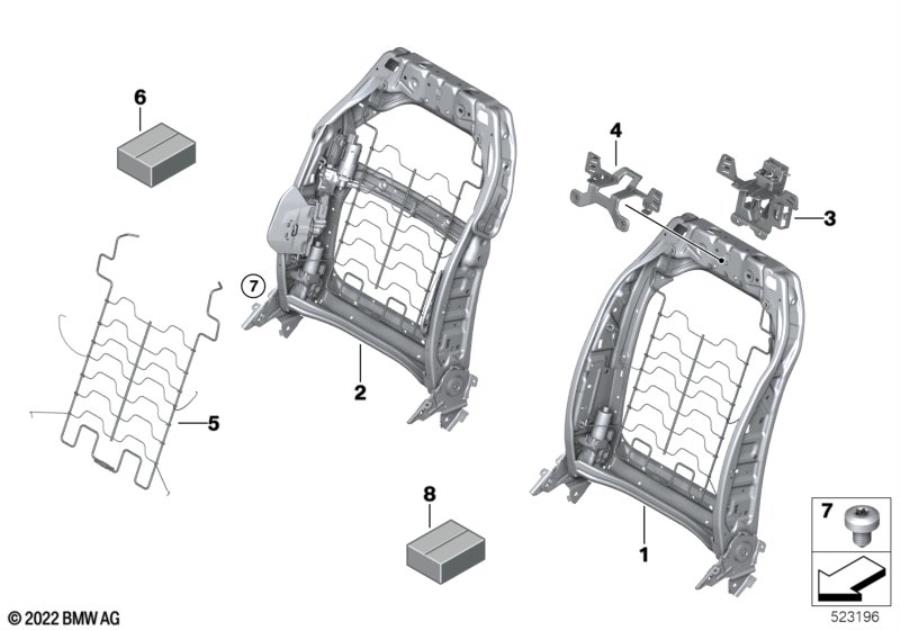 Diagram Seat, front, backrest frame for your 2015 BMW M6   