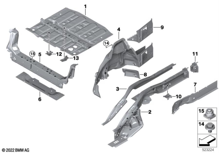 Diagram Rear wheelhouse/floor parts for your BMW