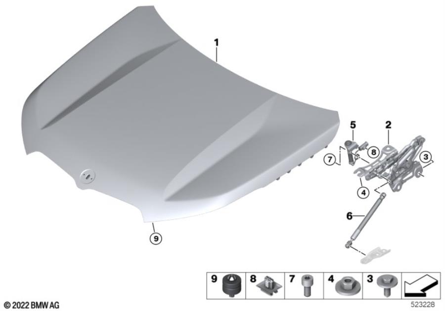 Diagram Hood / mounted parts for your 1988 BMW M6   