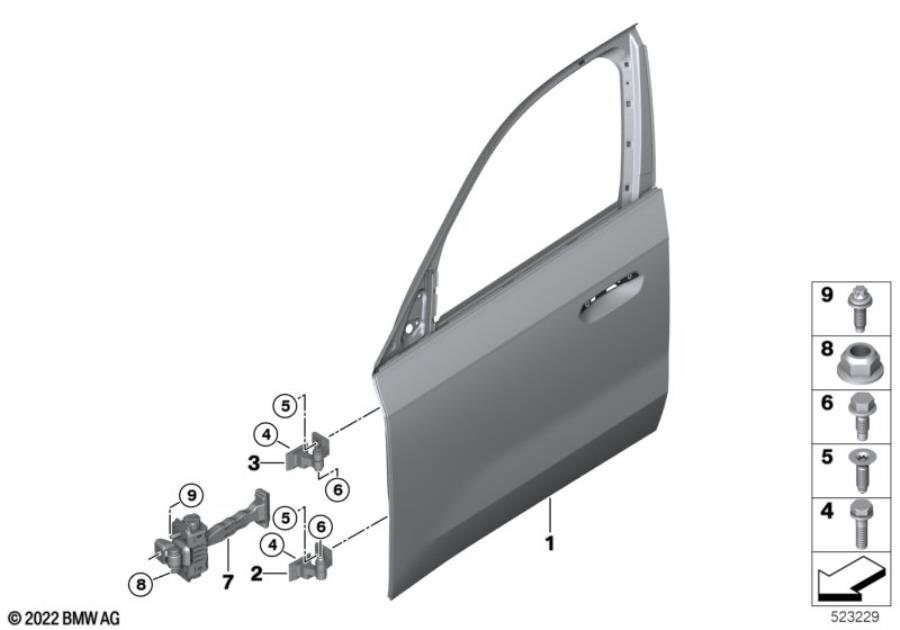 Diagram Front door-hinge/door brake for your BMW