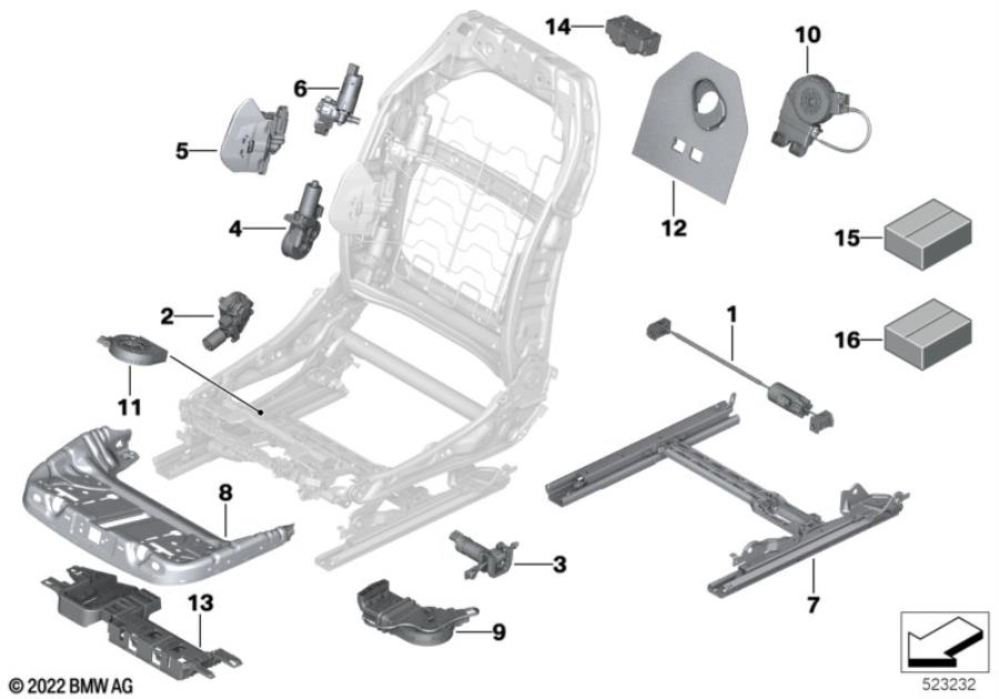 Diagram Seat, front, electrical and motors for your BMW