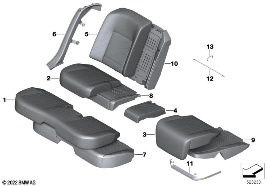 Diagram Seat rear, uphols & cover, Comfort seat for your 2007 BMW M6   