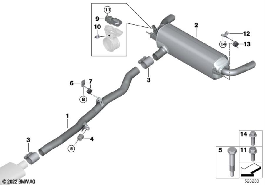 Diagram Exhaust system, rear for your 2007 BMW M6   