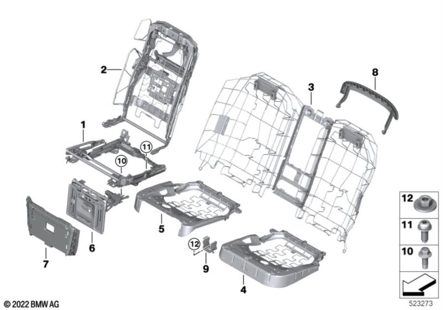 Diagram Seat, rear, seat frame, Comfort seat for your 2007 BMW M6   