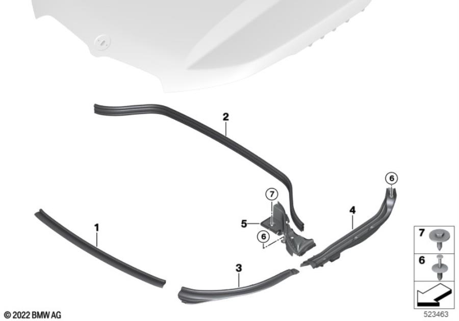 Diagram Hood seals for your BMW