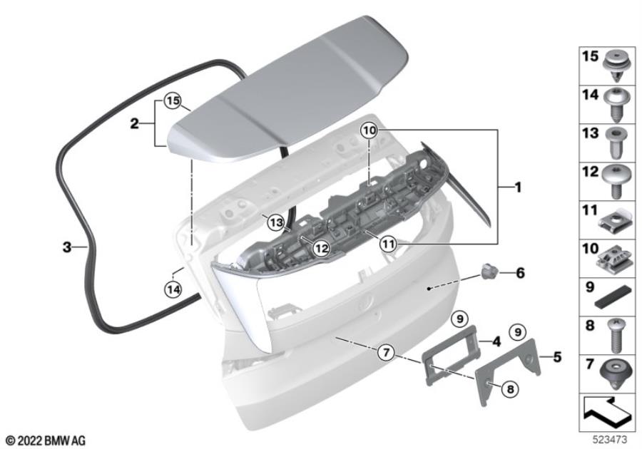 Diagram Trunk lid, mounting parts for your 2016 BMW 640iX   