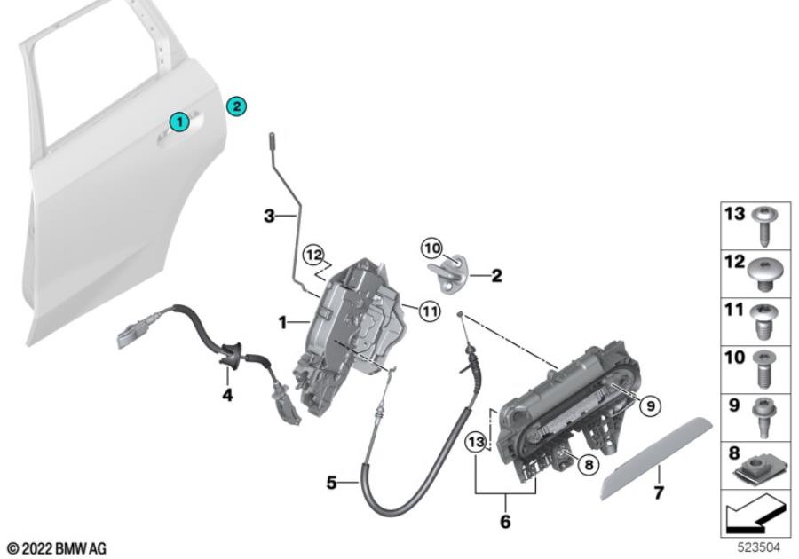 Diagram Closing system, door, rear for your BMW