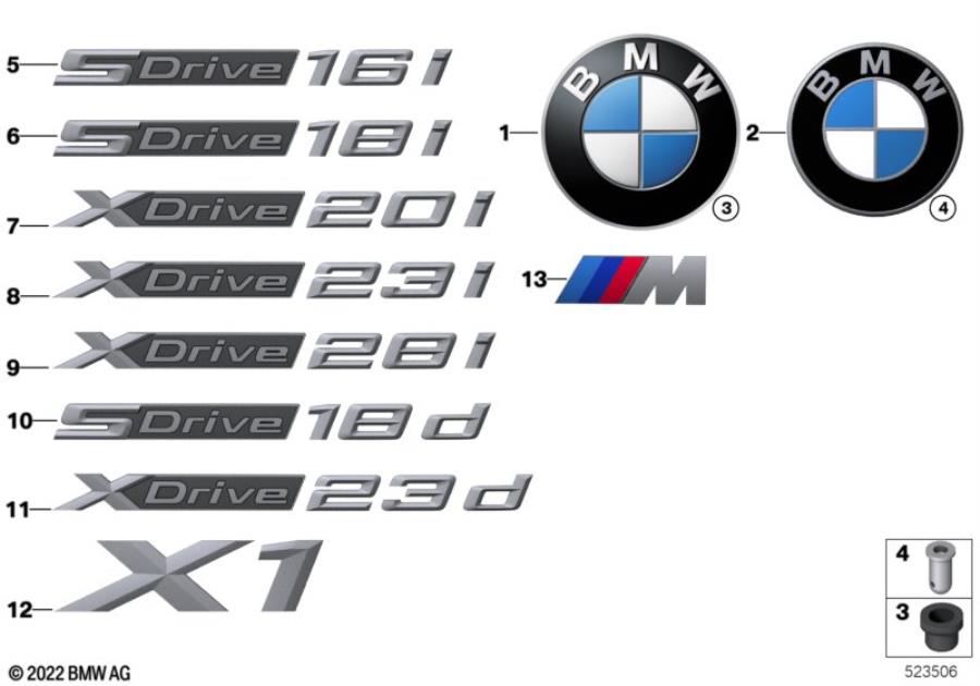 Diagram Emblems / letterings for your 2014 BMW 750i   