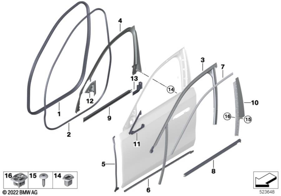 Diagram Trim and seals for door, front for your BMW