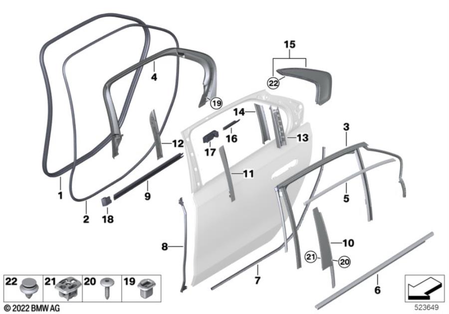 Diagram Trim and seals for door, rear for your BMW M6  