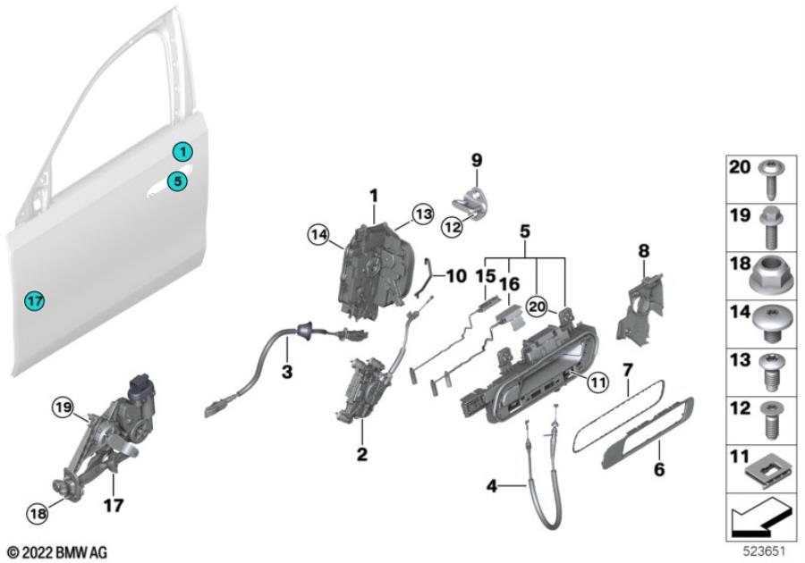 Diagram Locking system, door, front for your BMW