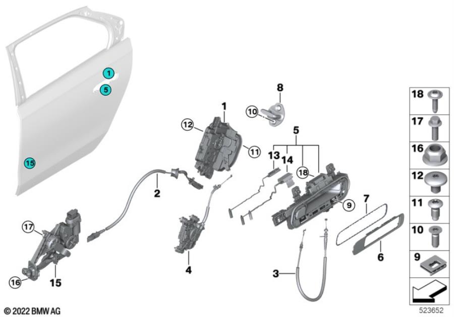 Diagram Closing system, door, rear for your 2009 BMW M6   